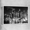 Sydney Night Skyline white framed canvas is a high quality print in our city skyline, travel prints and maps collection