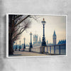 Westminster View white framed canvas is a high quality print in our city skyline, travel prints and maps collection