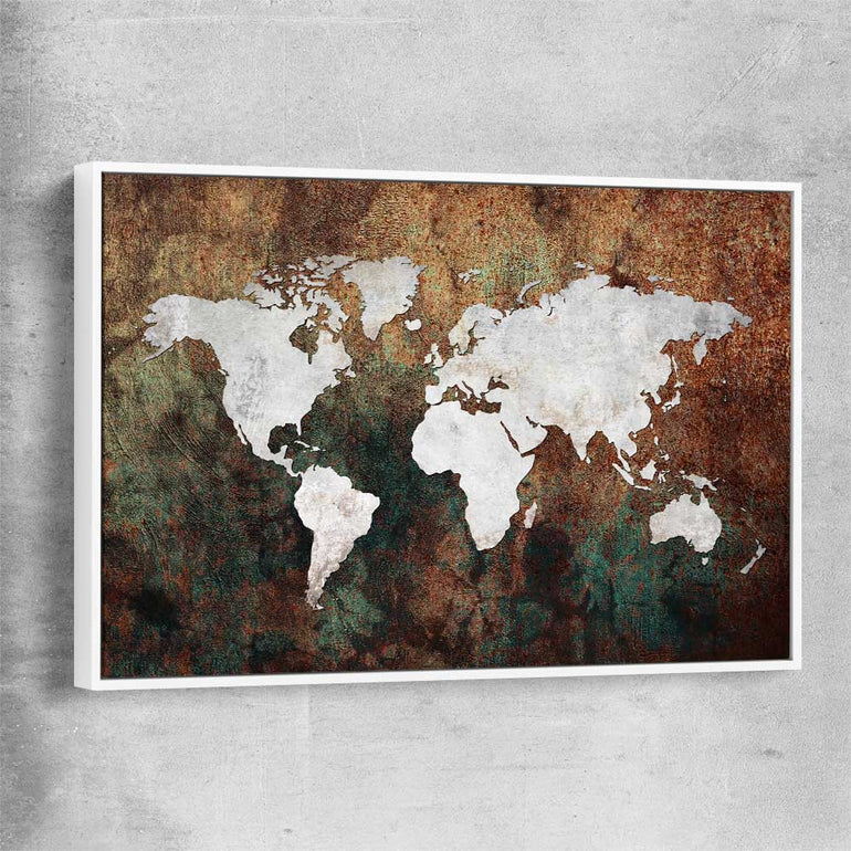 World Grunge white framed canvas is a high quality print in our city skyline, travel prints and maps collection