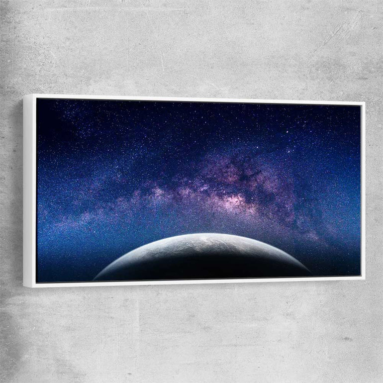 Space prints and wall art of Earth View with white framed canvas