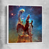 Space prints and wall art of Pillars of Creation with white framed canvas