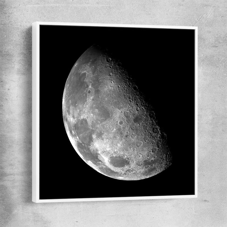 Space prints and wall art of The Moon with white framed canvas
