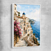 Amalfi Morning white framed canvas is a high quality print in our city skyline, travel prints and maps collection