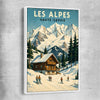 Les Alpes white framed canvas is a high quality print in our city skyline, travel prints and maps collection