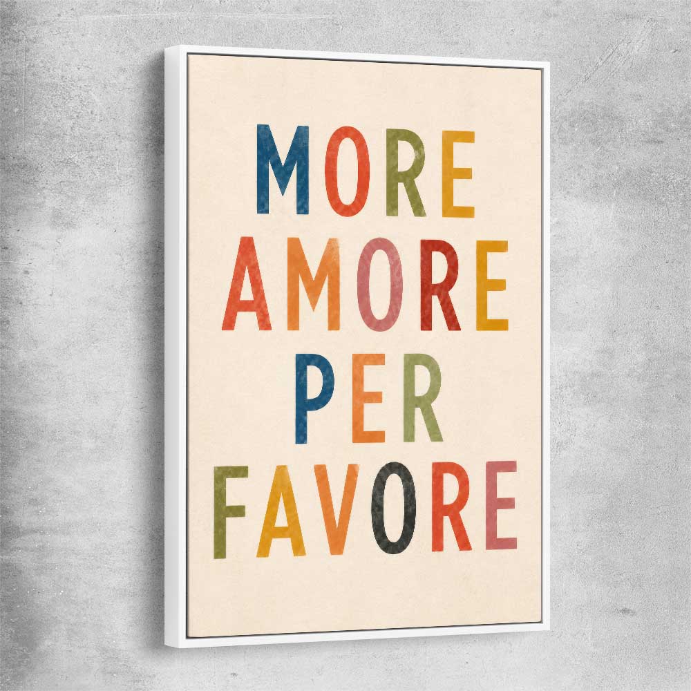 More Amore white framed canvas is a high quality print in our city skyline, travel prints and maps collection
