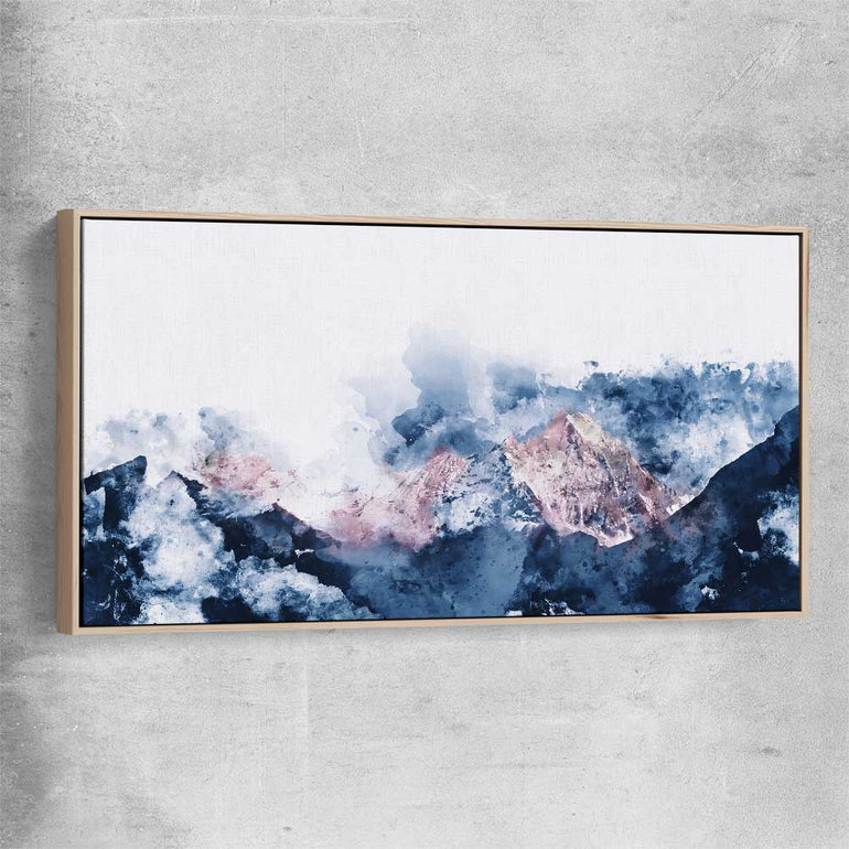 Abstract Mountains raw oak framed canvas - part of our high quality canvas abstract wall art collection