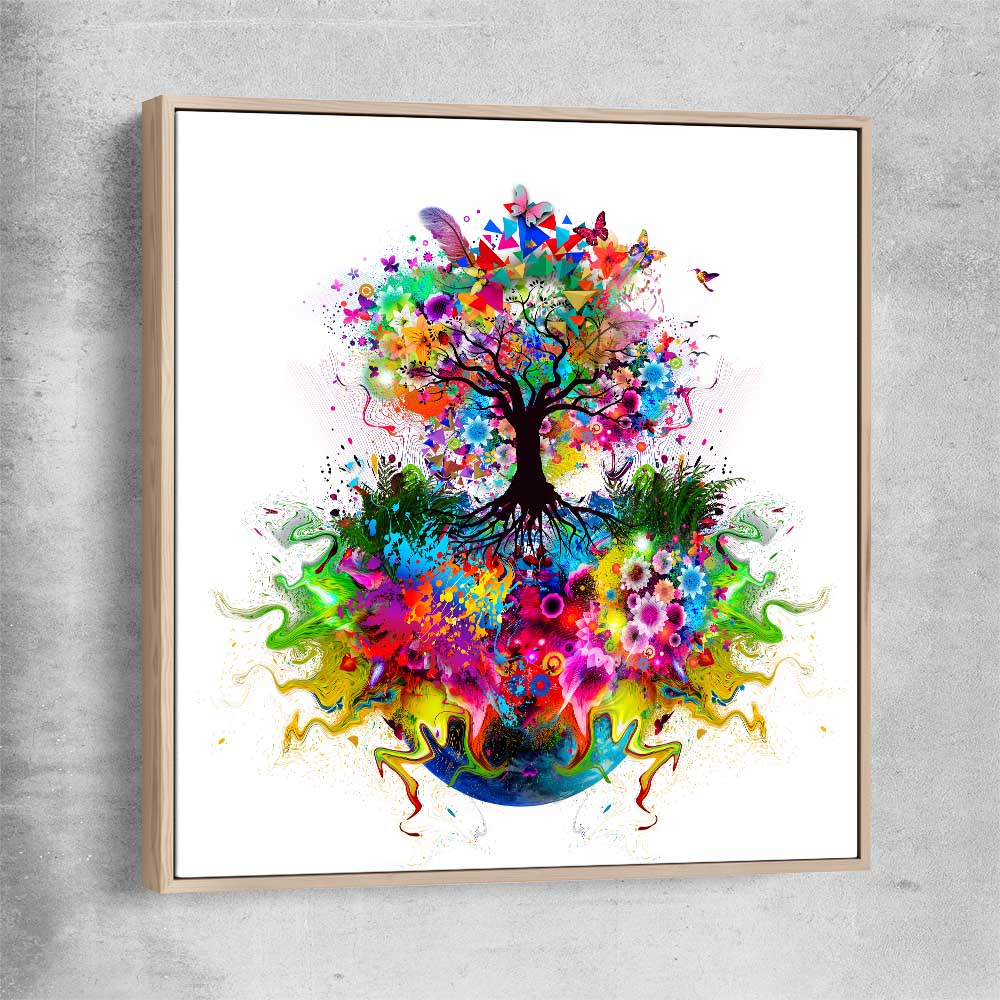 Tree of Life raw oak framed canvas - part of our high quality canvas abstract wall art collection