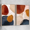 Beige Navy Pair raw oak framed canvas - part of our high quality canvas abstract wall art collection