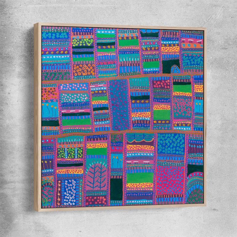 Cheerfulness raw oak framed canvas - part of our high quality canvas abstract wall art collection