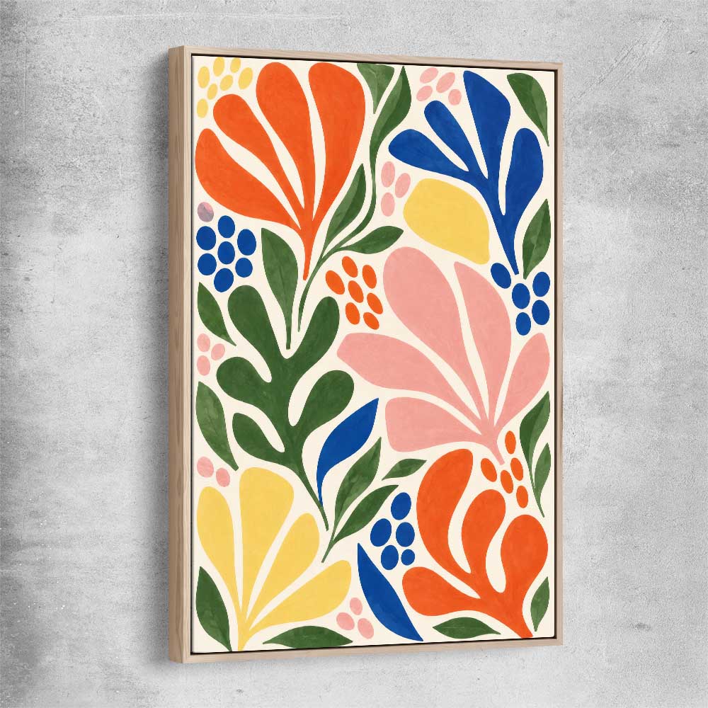 Chromatic Garden raw oak framed canvas - part of our high quality canvas abstract wall art collection