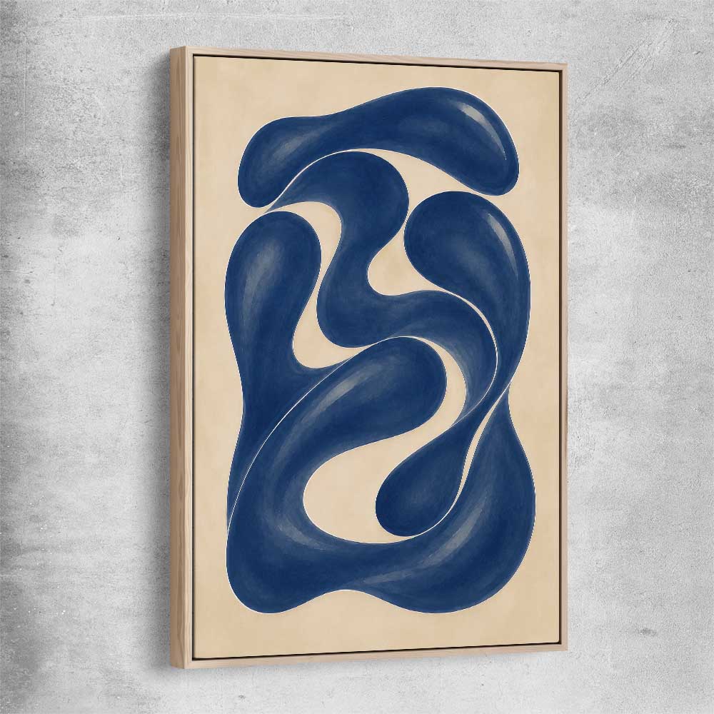 Cobalt Forms II raw oak framed canvas - part of our high quality canvas abstract wall art collection