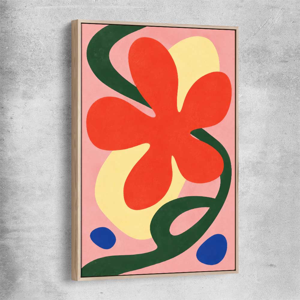 Coral Petal raw oak framed canvas - part of our high quality canvas abstract wall art collection