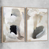 Cosy Neutral Pair raw oak framed canvas - part of our high quality canvas abstract wall art collection