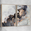 Darkened Gold Pair raw oak framed canvas - part of our high quality canvas abstract wall art collection