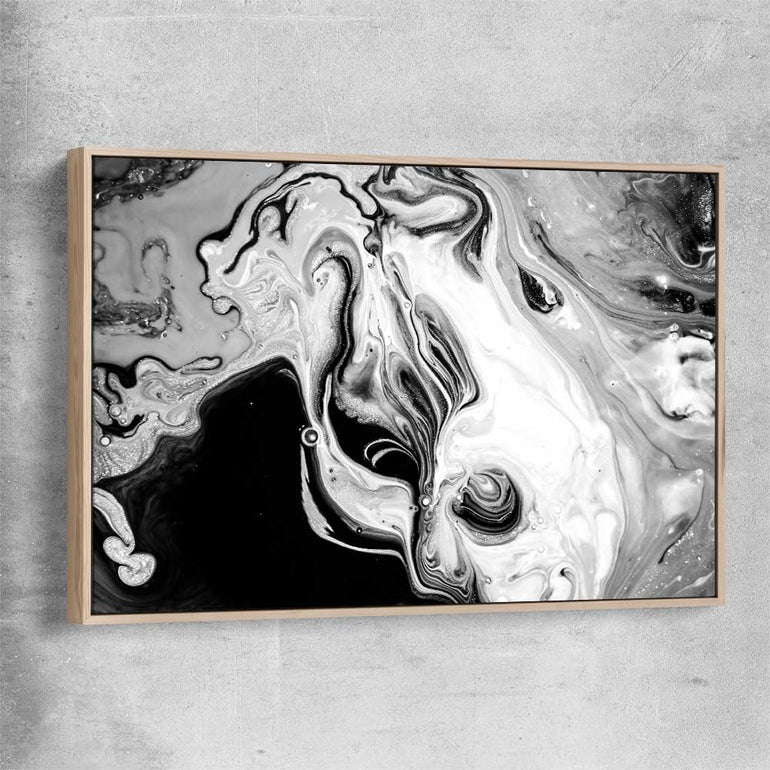 Darkened Swirls raw oak framed canvas - part of our high quality canvas abstract wall art collection
