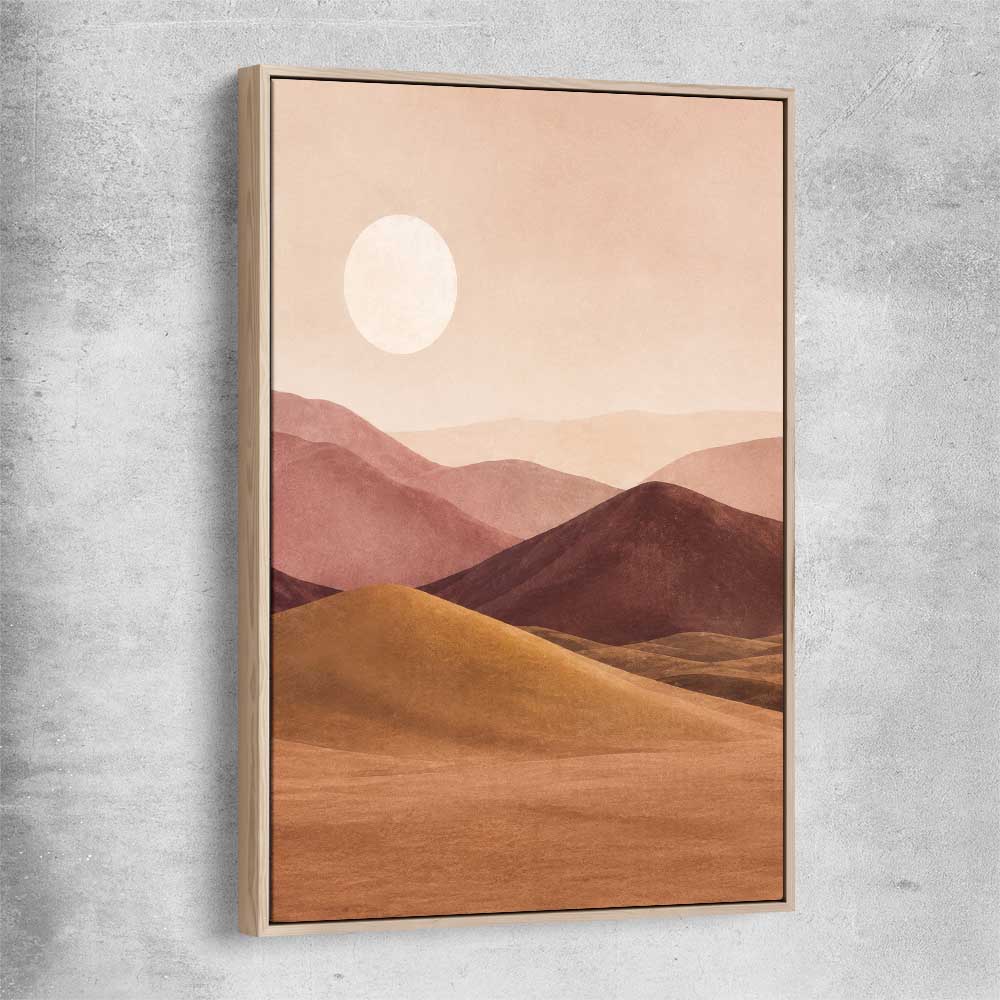 Desert Moonrise raw oak framed canvas - part of our high quality canvas abstract wall art collection