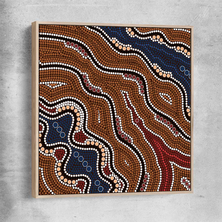 Dots of Time raw oak framed canvas - part of our high quality canvas abstract wall art collection