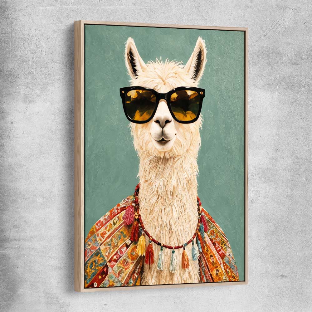 Drama Llama raw oak framed canvas - part of our high quality canvas abstract wall art collection