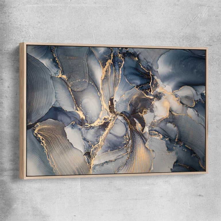 Fluid Swirls raw oak framed canvas - part of our high quality canvas abstract wall art collection