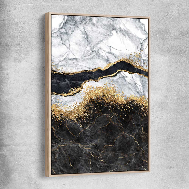 Golden Marble Two raw oak framed canvas - part of our high quality canvas abstract wall art collection