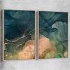Golden Mist Pair raw oak framed canvas - part of our high quality canvas abstract wall art collection