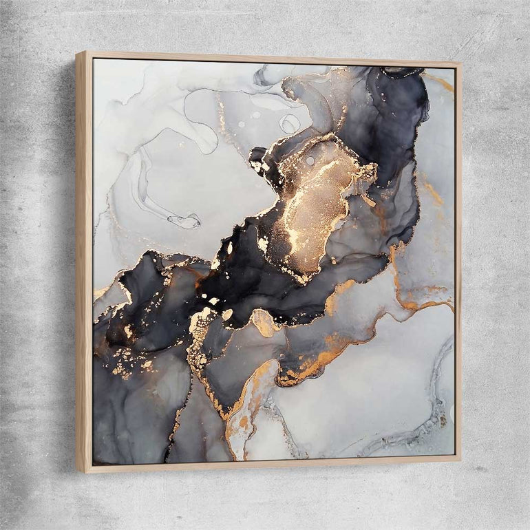 Golden Tones raw oak framed canvas - part of our high quality canvas abstract wall art collection