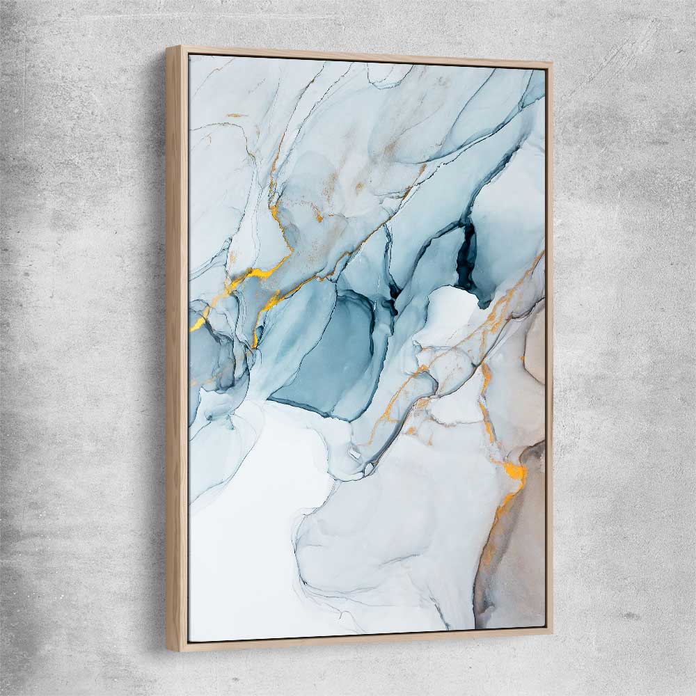 Golden Veins Two raw oak framed canvas - part of our high quality canvas abstract wall art collection