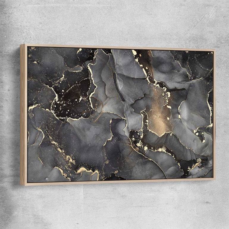 Grey Vapours raw oak framed canvas - part of our high quality canvas abstract wall art collection