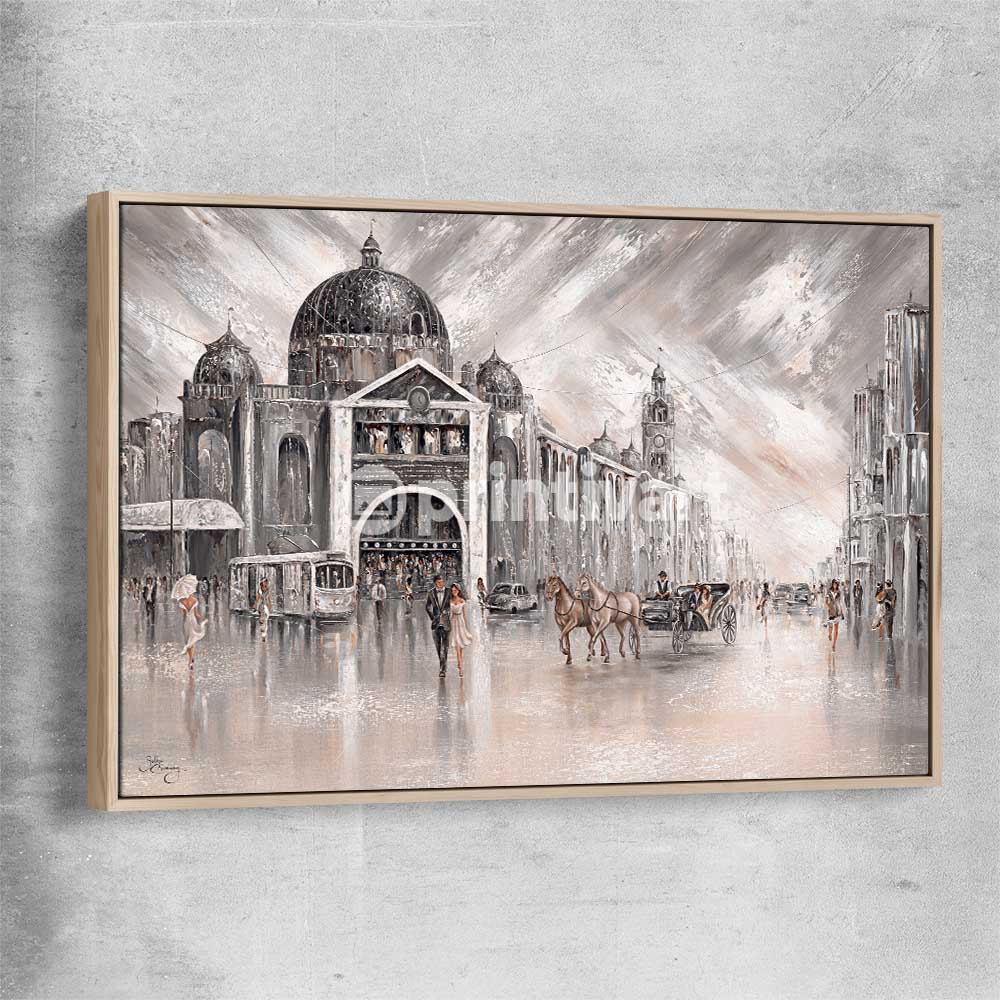 Iconic, Vintage Flinders raw oak framed canvas - part of our high quality canvas abstract wall art collection