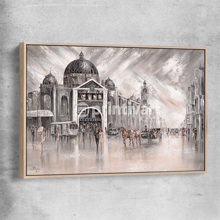 Iconic, Vintage Flinders raw oak framed canvas - part of our high quality canvas abstract wall art collection