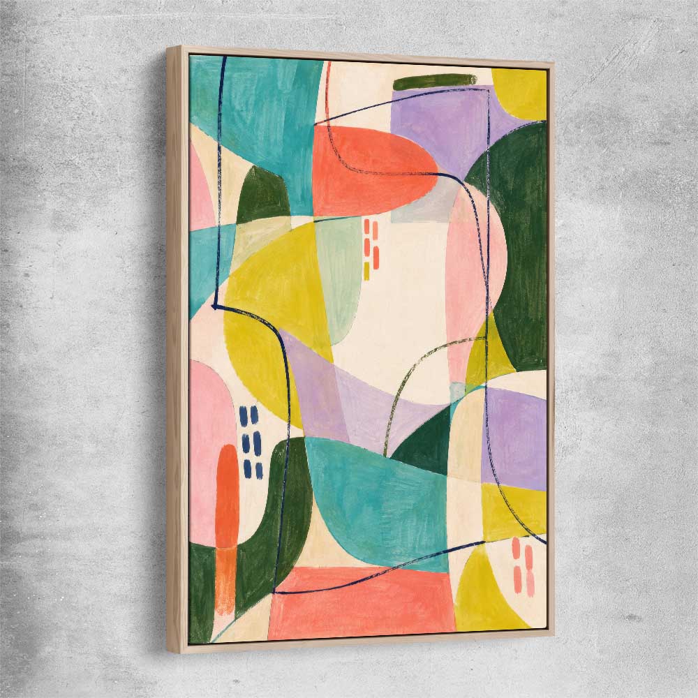 Layered Open Colour raw oak framed canvas - part of our high quality canvas abstract wall art collection