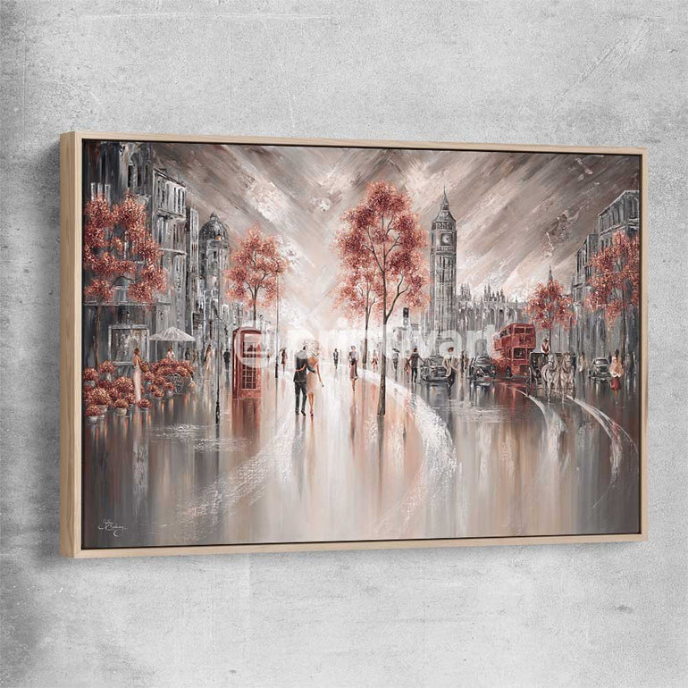 London Luxe raw oak framed canvas - part of our high quality canvas abstract wall art collection