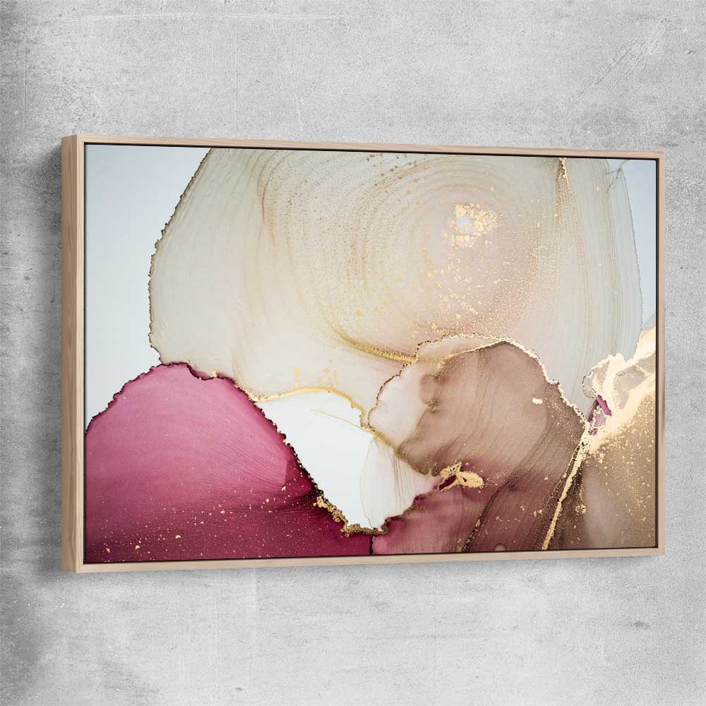 Maroon Depth raw oak framed canvas - part of our high quality canvas abstract wall art collection