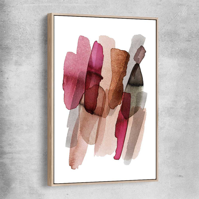 Maroon Tones One raw oak framed canvas - part of our high quality canvas abstract wall art collection