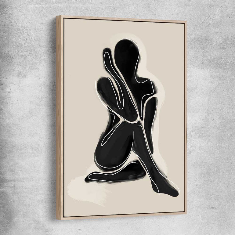 Matisse Shadow One raw oak framed canvas - part of our high quality canvas abstract wall art collection