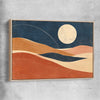 Moonlit Indigo Dunes raw oak framed canvas - part of our high quality canvas abstract wall art collection