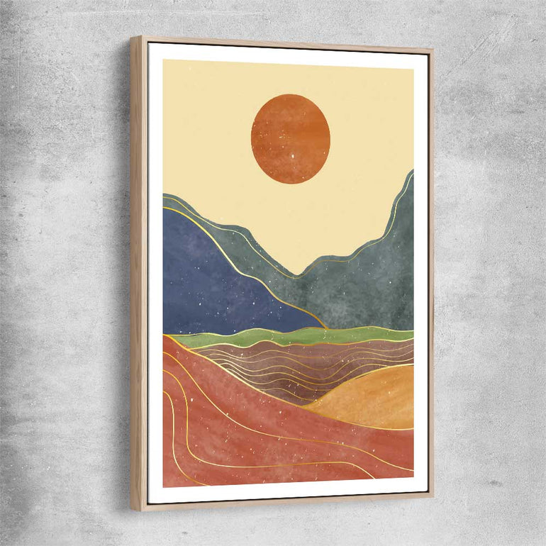 Nature Waves Two raw oak framed canvas - part of our high quality canvas abstract wall art collection