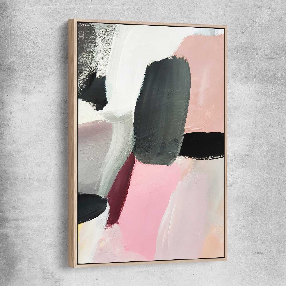Pastel Strokes raw oak framed canvas - part of our high quality canvas abstract wall art collection