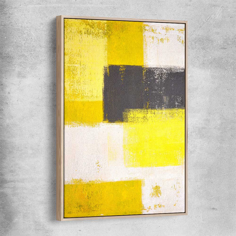 Pastel Yellow raw oak framed canvas - part of our high quality canvas abstract wall art collection
