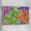 Pointillist Burst raw oak framed canvas - part of our high quality canvas abstract wall art collection