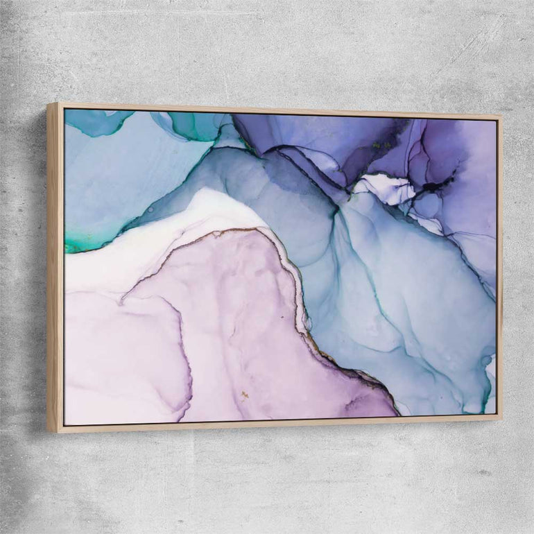Purple Edges raw oak framed canvas - part of our high quality canvas abstract wall art collection