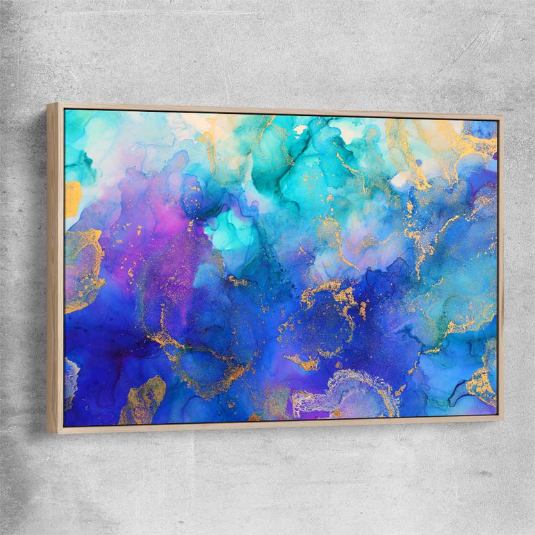 Purple Vibrancy raw oak framed canvas - part of our high quality canvas abstract wall art collection