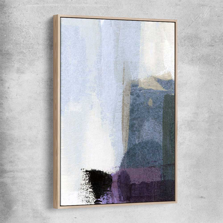 Soft Blue Three raw oak framed canvas - part of our high quality canvas abstract wall art collection