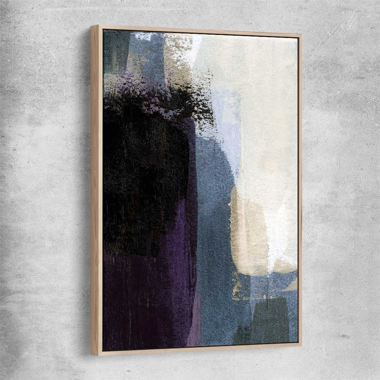 Soft Blue Two raw oak framed canvas - part of our high quality canvas abstract wall art collection