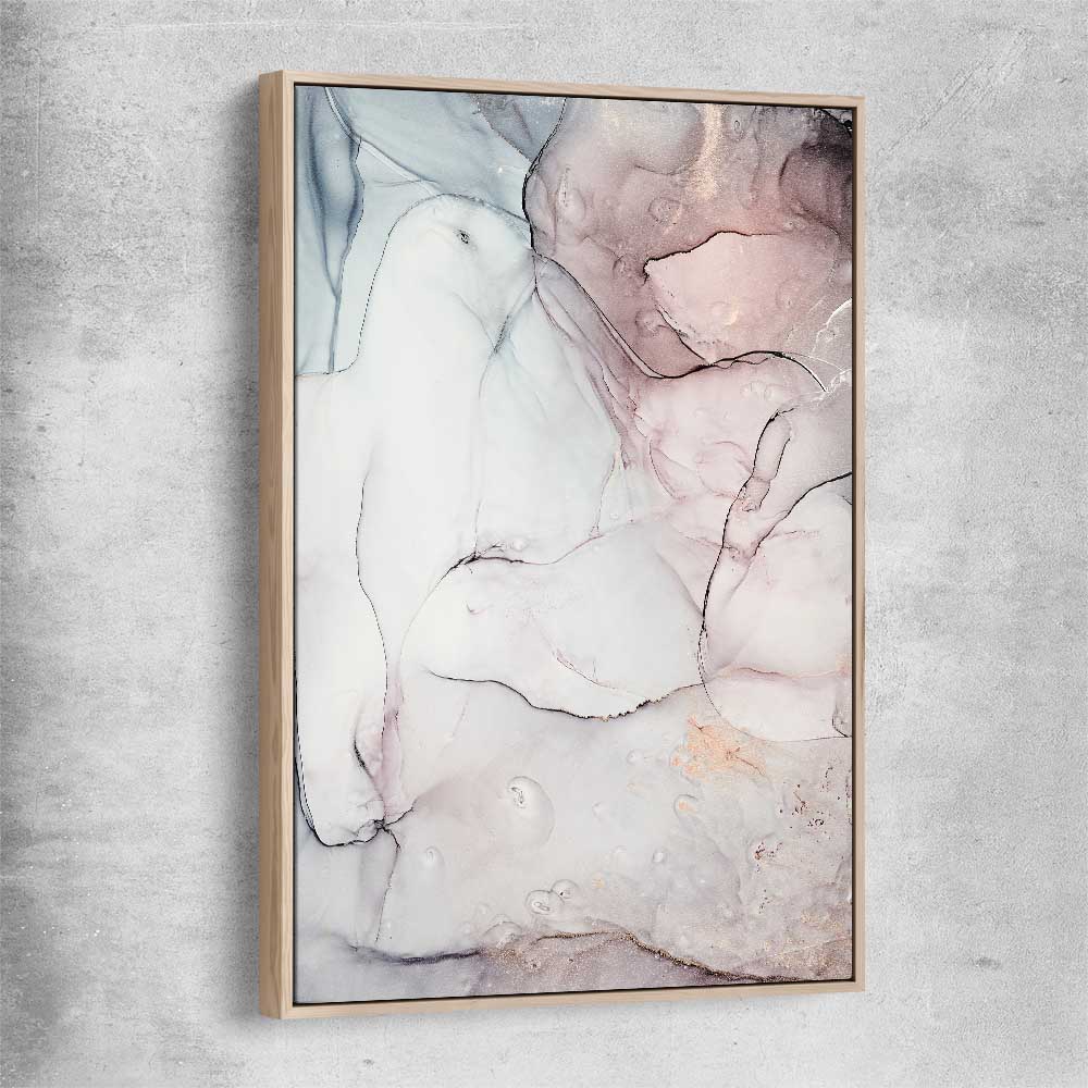 Subtle Pink One raw oak framed canvas - part of our high quality canvas abstract wall art collection