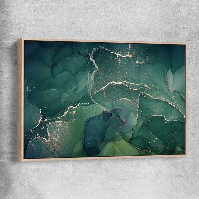 Turquoise Scatter raw oak framed canvas - part of our high quality canvas abstract wall art collection