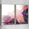Violet Haze Pair raw oak framed canvas - part of our high quality canvas abstract wall art collection