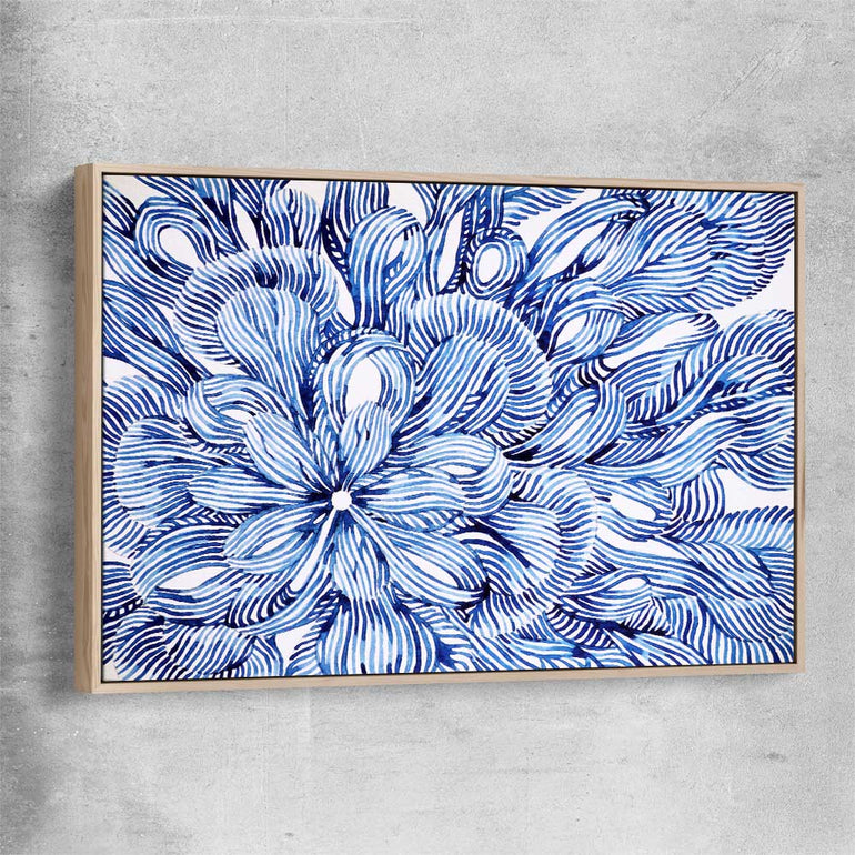 Watercolour Flowers raw oak framed canvas - part of our high quality canvas abstract wall art collection