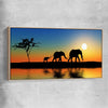 Animal wall art and canvas prints of Elephant Family with raw oak framed canvas