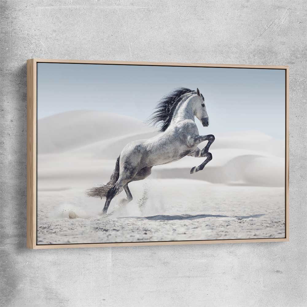 Animal wall art and canvas prints of Free Spirit Horse with raw oak framed canvas